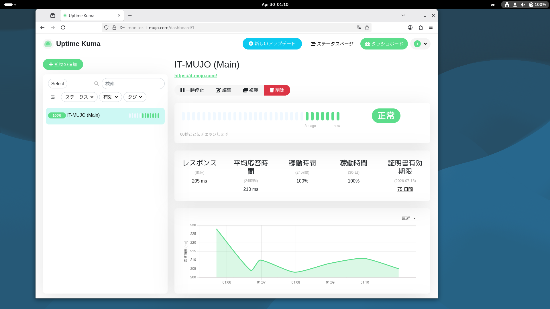 存在を観測する：Uptime Kumaによるnode01の死活監視